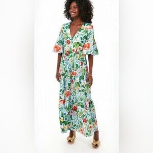 Tuckernuck Blooming Botanical Ginger Dress in Blue - Size M